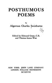 Front cover of Posthumous poems by Algernon Charles Swinburne