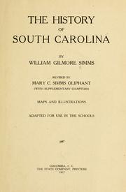 Front cover of The history of South Carolina by William Gilmore Simms