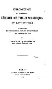 Front cover of Introduction aux recherches sur l'économie des travaux scientifiques et esthétiques by Fedor Vladimirovich Veshni͡akov