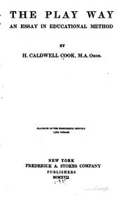 Front cover of The play way by Henry Caldwell Cook