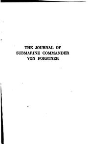 Front cover of The journal of submarine commander von Forstner by Alexander Friedrich Paul Robert Georg-Günther Freiherr von Forstner