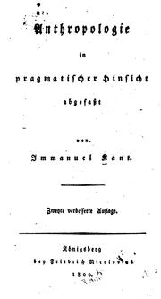 Front cover of Anthropologie in pragmatischer Hinsicht by Immanuel Kant