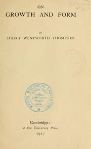 Front cover of On growth and form by Thompson, D'Arcy Wentworth