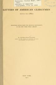 Front cover of Letters of American clergymen, 1711 to 1860 by Victor Hugo Paltsits
