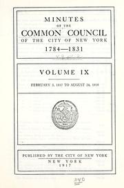Front cover of Minutes of the Common Council of the City of New York, 1784-1831 by New York (N.Y.) Common Council.