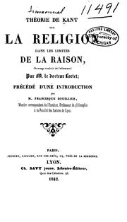 Front cover of Théorie de Kant sur la religion dans les limites de la raison by Immanuel Kant