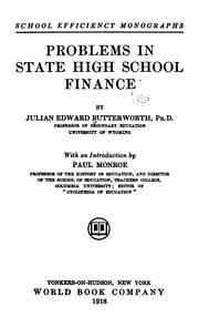 Front cover of Problems in state high school finance by Julian E. Butterworth