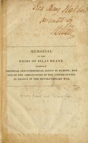 Front cover of Memorial of the heirs of Silas Deane by Horatio Alden