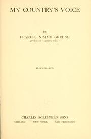 Front cover of My country's voice by Frances Nimmo Greene