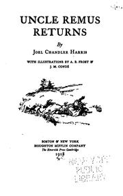 Cover of Uncle Remus returns by Joel Chandler Harris
