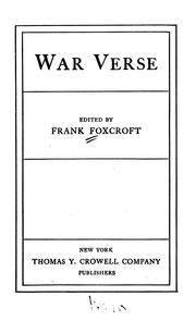 Cover of War verse by Frank Foxcroft