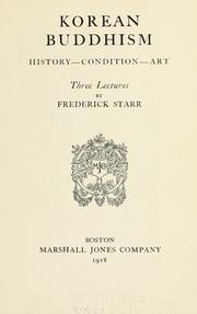 Front cover of Korean Buddhism, history -- condition -- art by Frederick Starr
