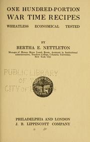 Cover of One hundred-portion war time recipes by Bertha E. Nettleton
