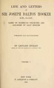 Front cover of Life and letters of Sir Joseph Dalton Hooker .. by Joseph Dalton Hooker