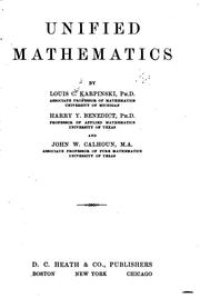 Front cover of Unified mathematics by Louis Charles Karpinski