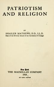 Front cover of Patriotism and religion by Mathews, Shailer