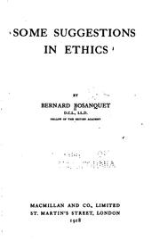 Cover of Some suggestions in ethics by Bernard Bosanquet