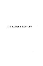 Front cover of The Kaiser's reasons by Elizabeth Marsh