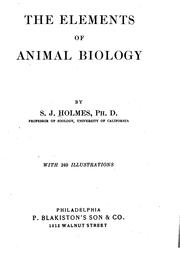 Front cover of The elements of animal biology by Holmes, Samuel J.
