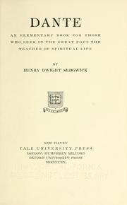 Cover of Dante by Sedgwick, Henry Dwight
