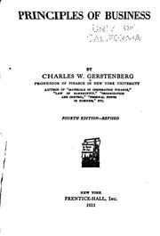 Front cover of Principles of business by Charles W. Gerstenberg