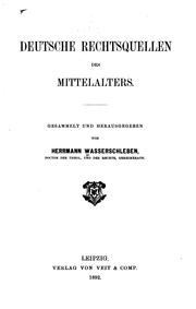 Cover of Deutsche Rechtsquellen des Mittelalters by Hermann Wasserschleben