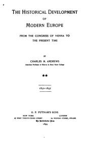 Front cover of The historical development of modern Europe by Charles McLean Andrews