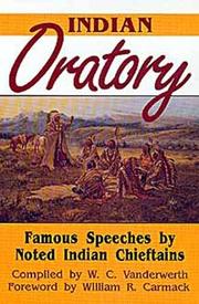 Cover of Indian oratory by W. C. Vanderwerth