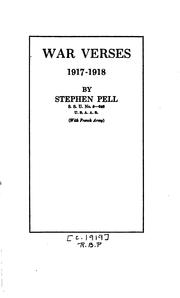 Cover of War verses, 1917-1918 by Stephen Pell