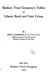 Front cover of Bankers Trust Company's tables of liberty bond and note values by John Thompson