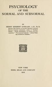 Front cover of Psychology of the normal and subnormal by Goddard, Henry Herbert