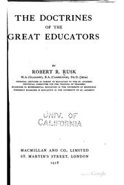 Front cover of The doctrine of the great educators by Robert R. Rusk