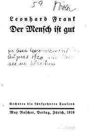 Front cover of Der Mensch ist gut by Leonhard Frank