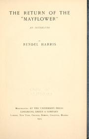 Front cover of The return of the "Mayflower" by J. Rendel Harris