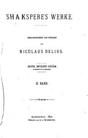 Front cover of Shakspere's Werke (Antony and Cleopatra / Coriolanus / Cymbeline / Hamlet / Julius Caesar / King Lear / Lover's Complaint / Macbeth / Othello / Passionate Pilgrim / Pericles / Phoenix and the Turtle / Rape of Lucrece / Romeo and Juliet / Sonnets / Timon of Athens / Titus Andronicus / Troilus and Cressida / Venus and Adonis) by William Shakespeare