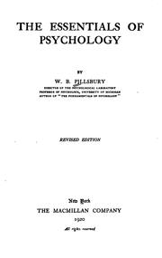 Front cover of The essentials of psychology by W. B. Pillsburg