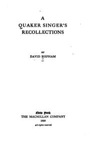 Cover of A Quaker singer's recollections by David Scull Bispham