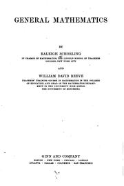 Cover of General mathematics by Raleigh Schorling