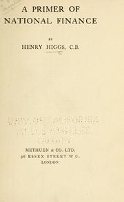 Front cover of A primer of national finance by Higgs, Henry