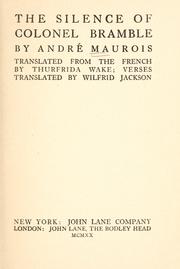 Front cover of Les silences du colonel Bramble by André Maurois