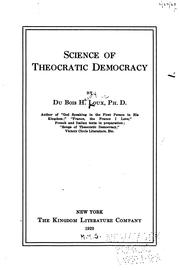 Front cover of Science of theocratic democracy by Du Bois Henry Loux