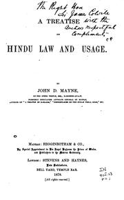 Front cover of A treatise on Hindu law and usage by John Dawson Mayne