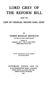 Front cover of Lord Grey of the Reform bill by George Macaulay Trevelyan