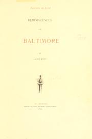 Front cover of Reminiscences of Baltimore by Jacob Frey