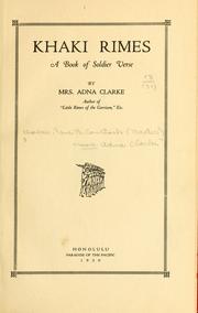 Front cover of Khaki rimes by Clarke, Jane B. Comstock Baxter "Mrs. Adna Clarke."