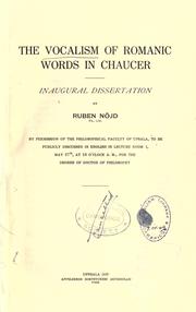 Front cover of The vocalism of Romanic words in Chaucer by Ruben Nöjd