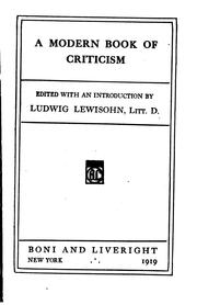 Front cover of A modern book of criticism by Ludwig Lewisohn