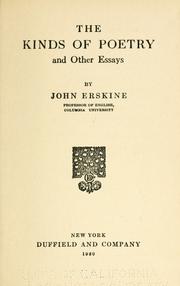Cover of The kinds of poetry by Erskine, John