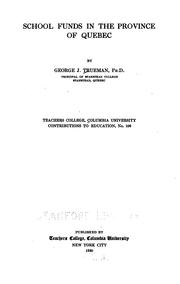 Front cover of School funds in the Province of Quebec by Trueman, George Johnstone