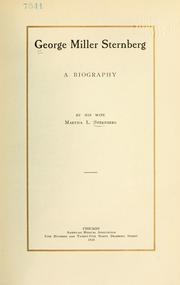 Front cover of George Miller Sternberg by Martha L. Sternberg